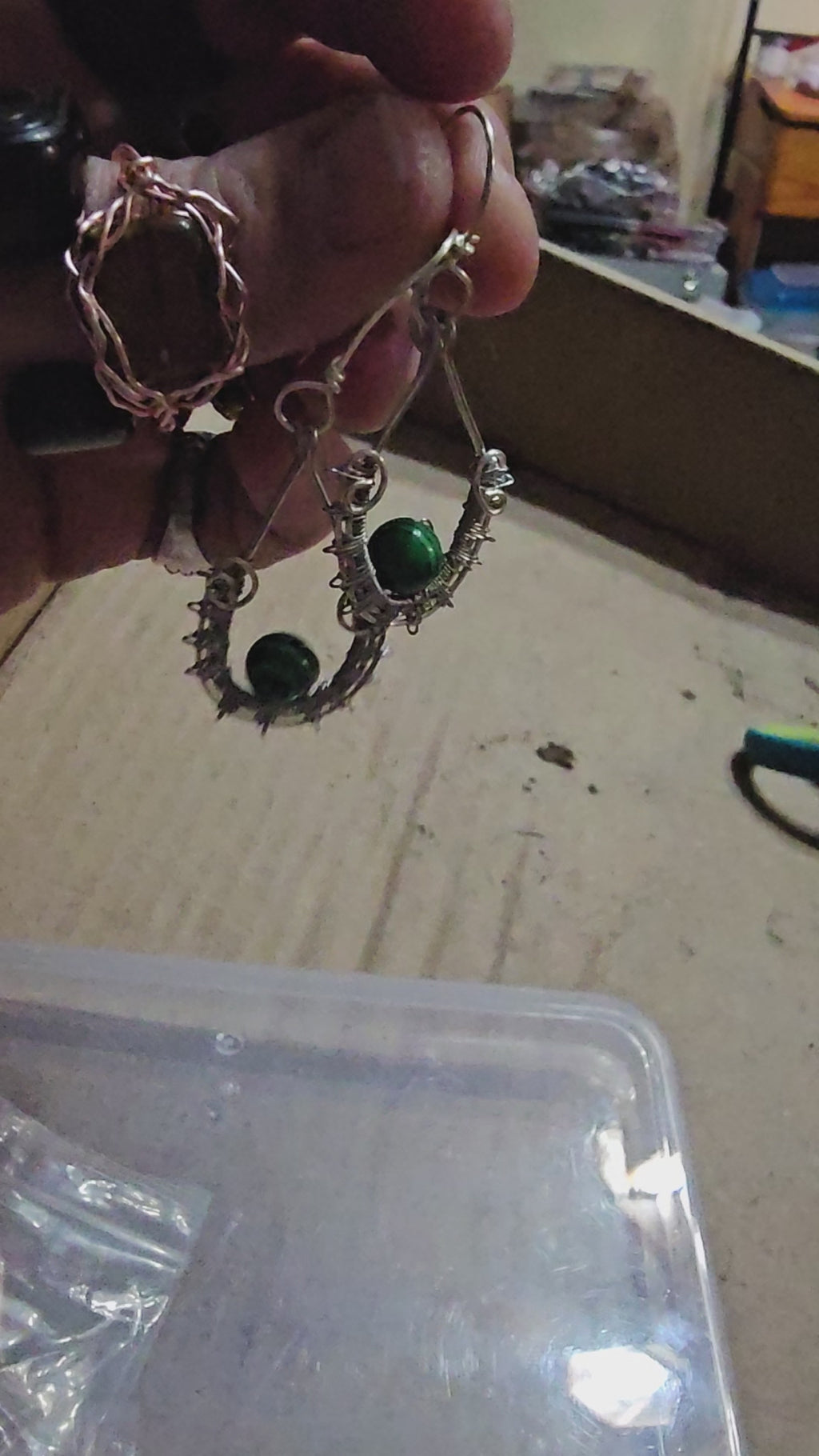 Malachite earrings, handmade (#16)