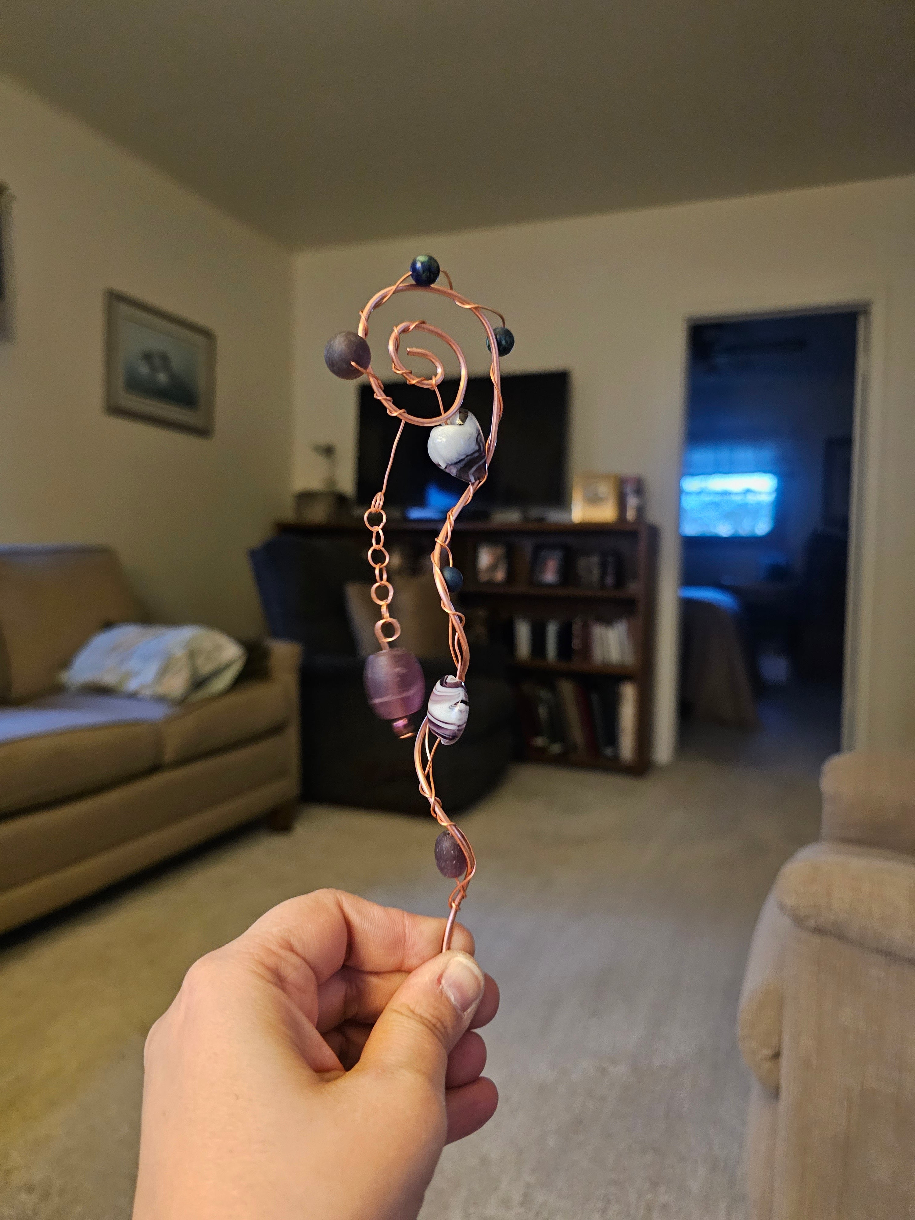 Copper and Glass plant stake