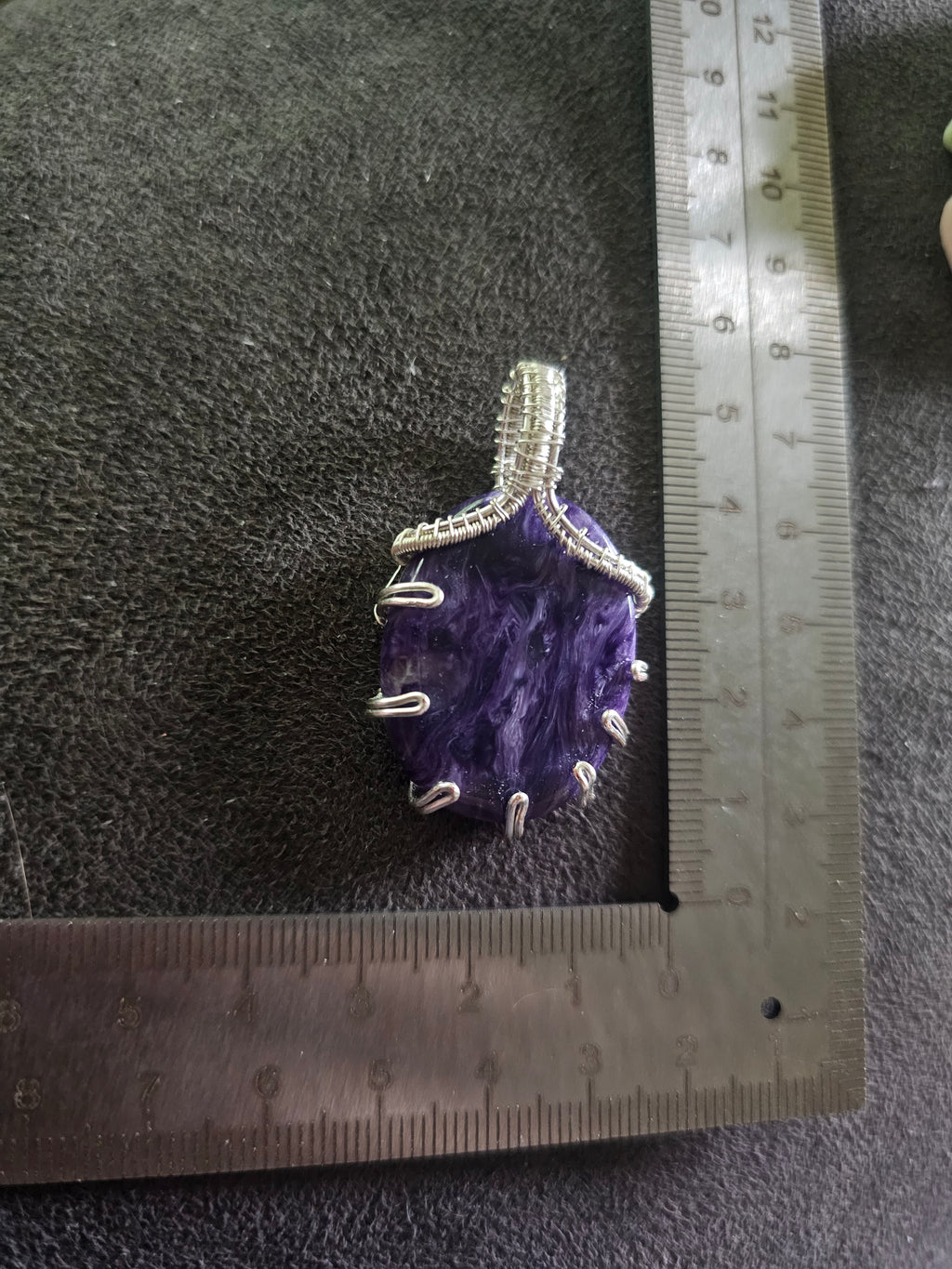 Charoite pendant (#17) approx 4cm x 2.5cm