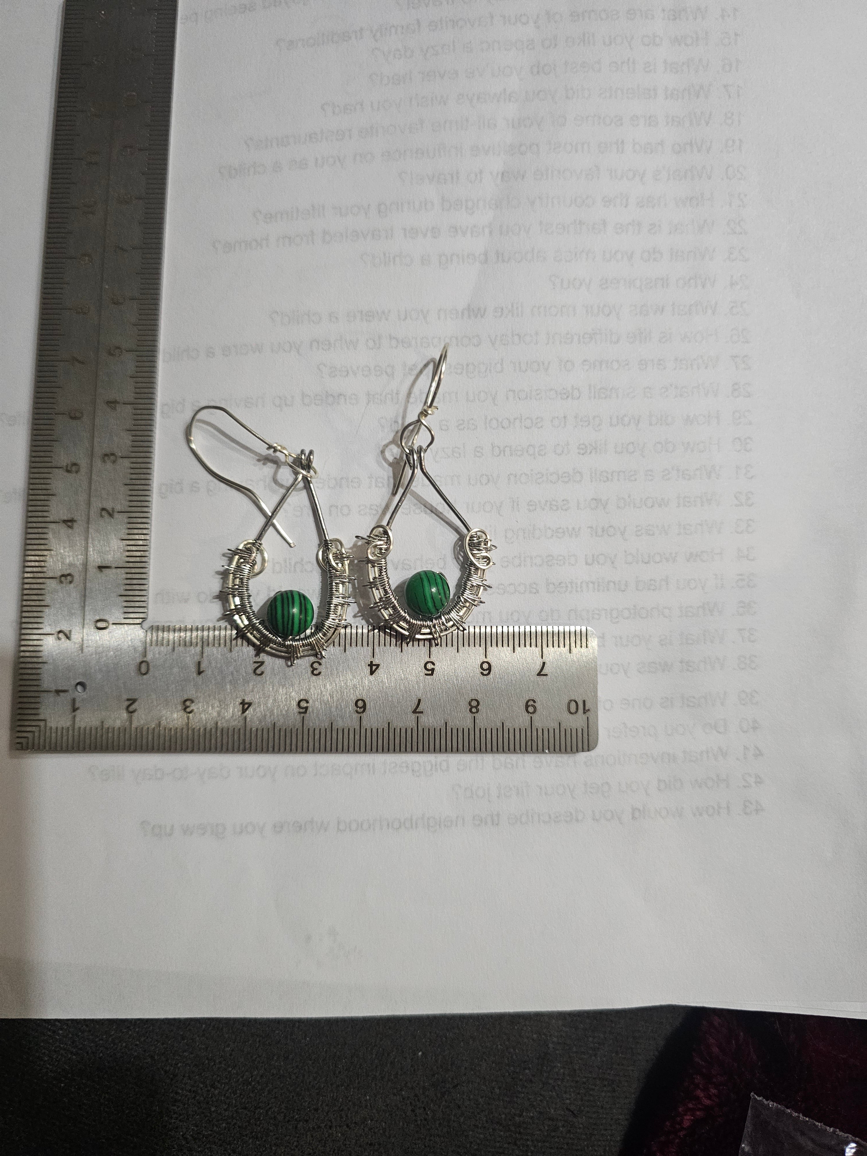 Malachite earrings, handmade (#16)
