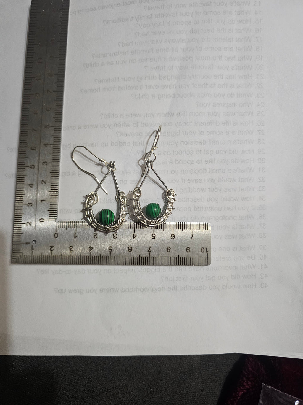 Malachite earrings, handmade (#16)