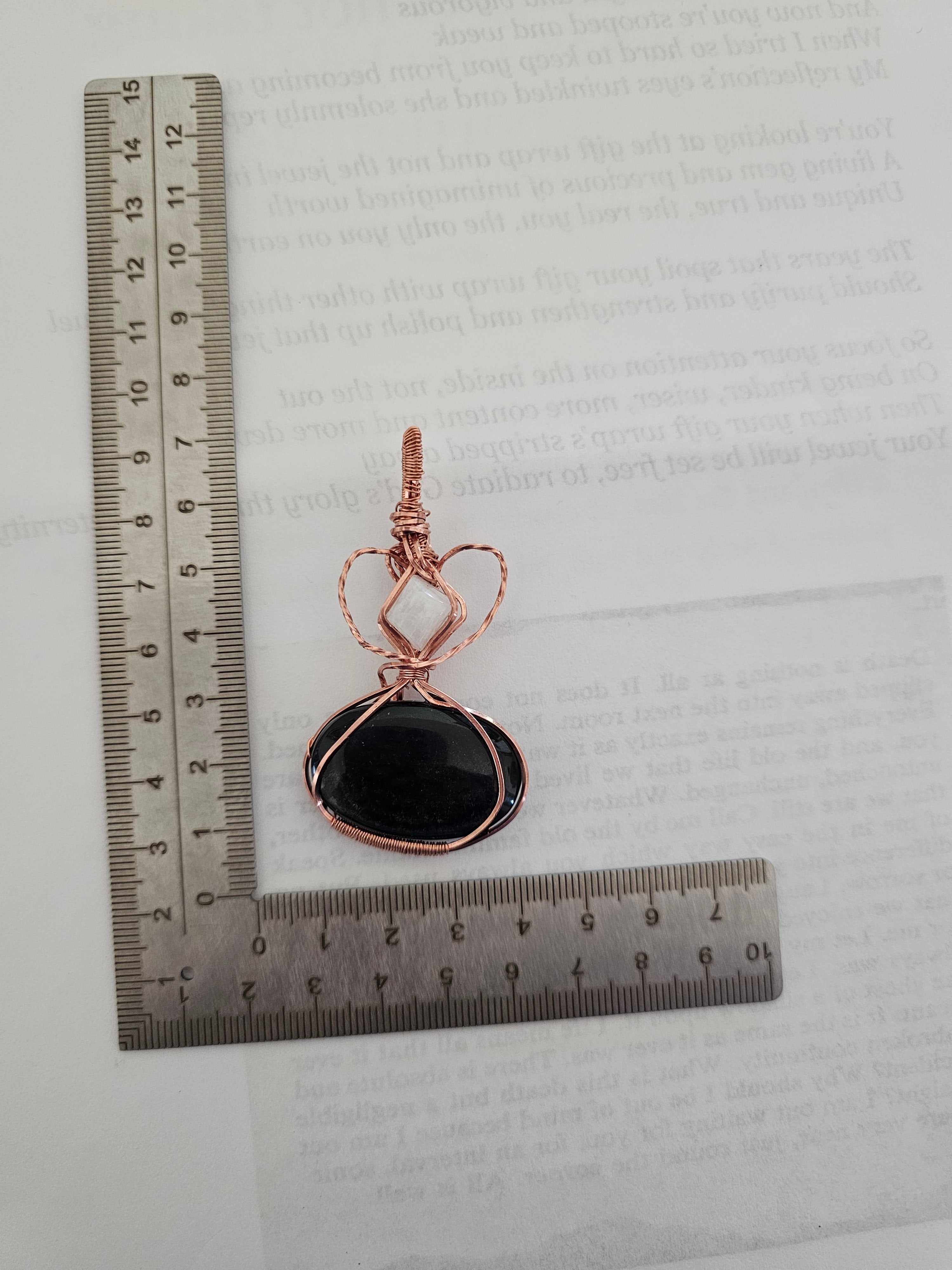 Silver Obsidian and Moonstone Pendant