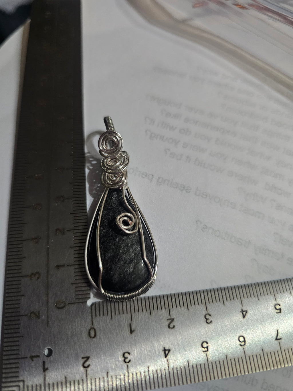 Silver Obsidian teardrop pendant