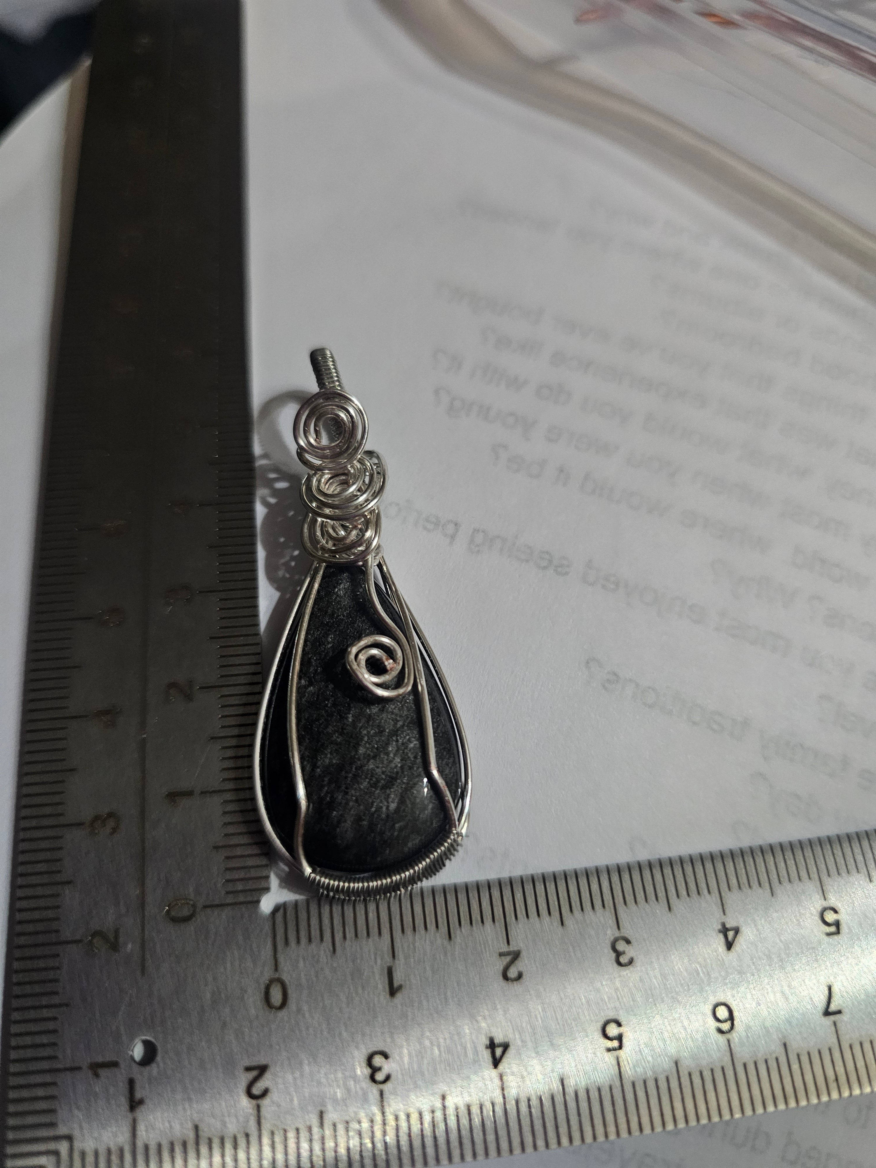 Silver Obsidian teardrop pendant