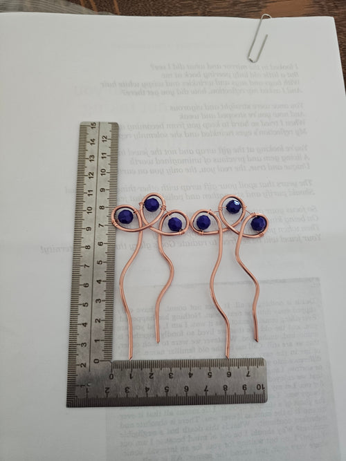 Copper and Blue hairpins