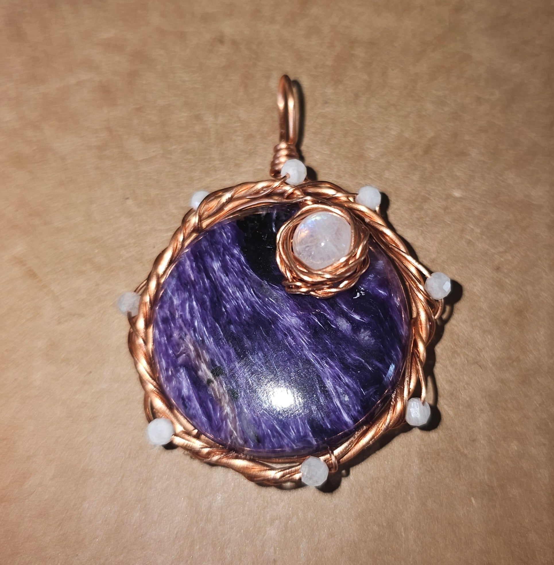Charoite and Moonstone Pendant