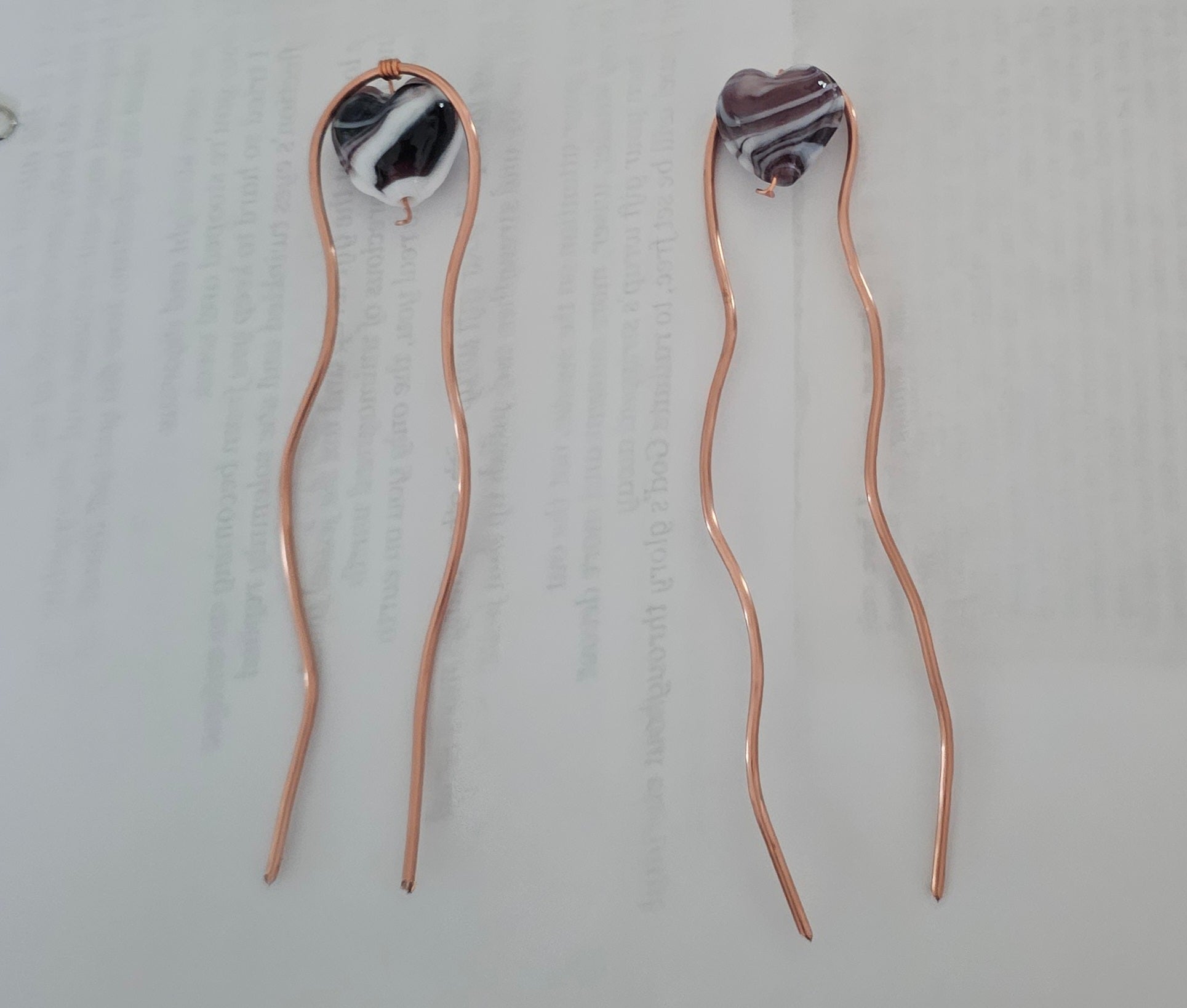 Hairpins with purple and white accent (2)