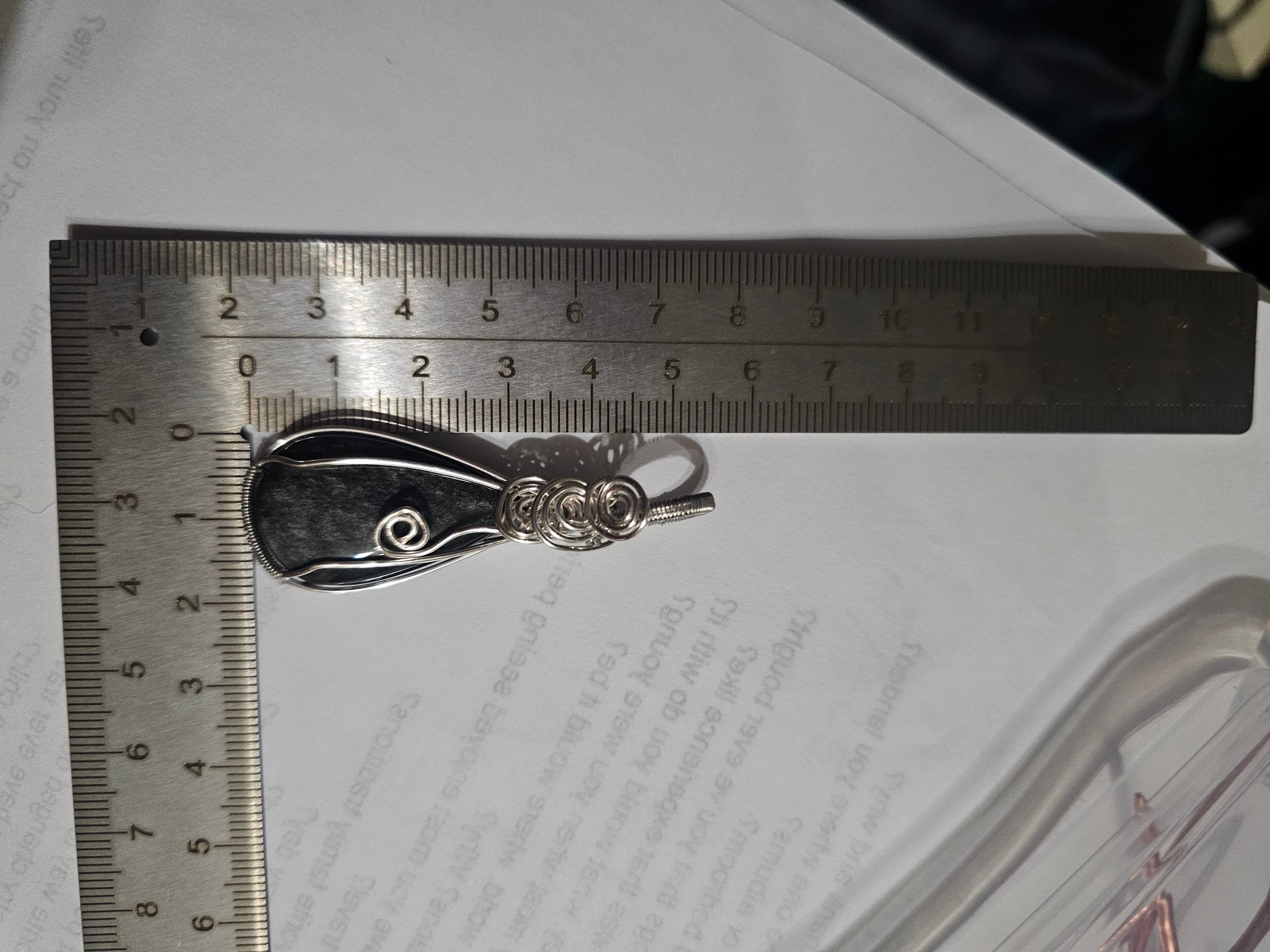 Silver Obsidian teardrop pendant