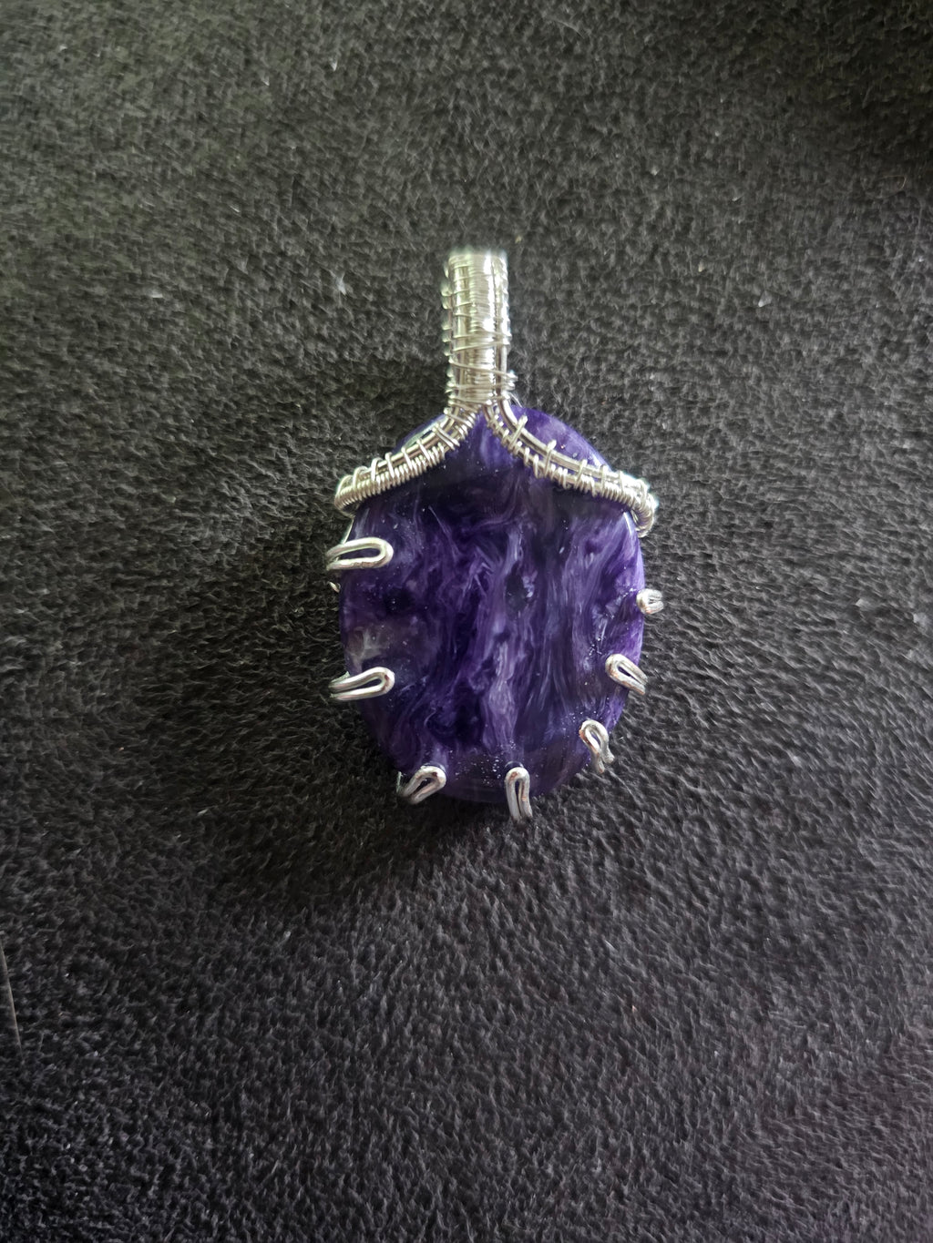 Charoite pendant (#17) approx 4cm x 2.5cm