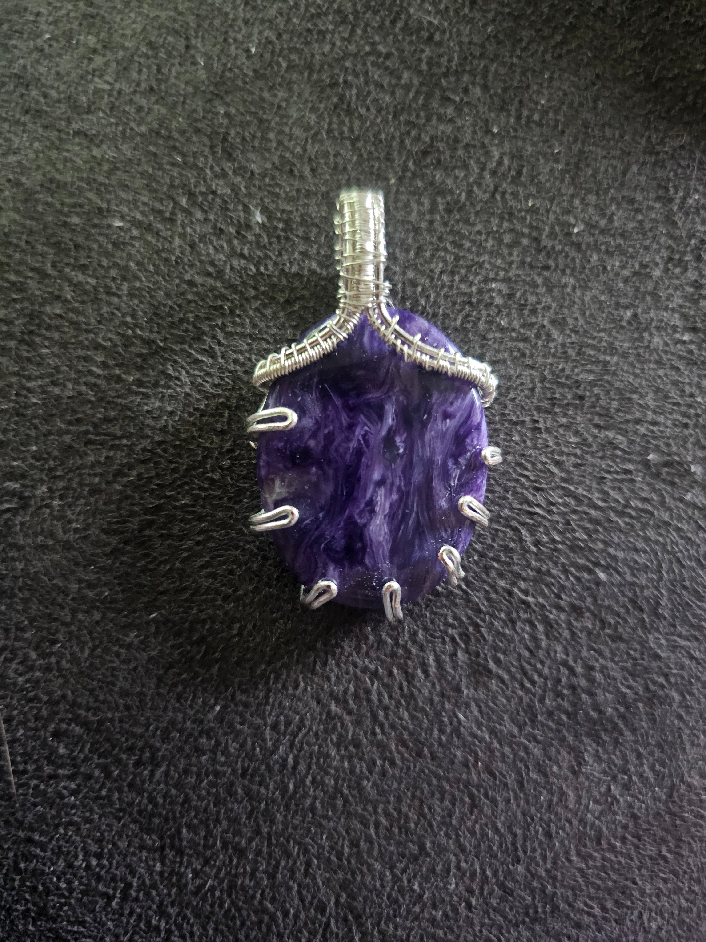 Charoite pendant (#17) approx 4cm x 2.5cm