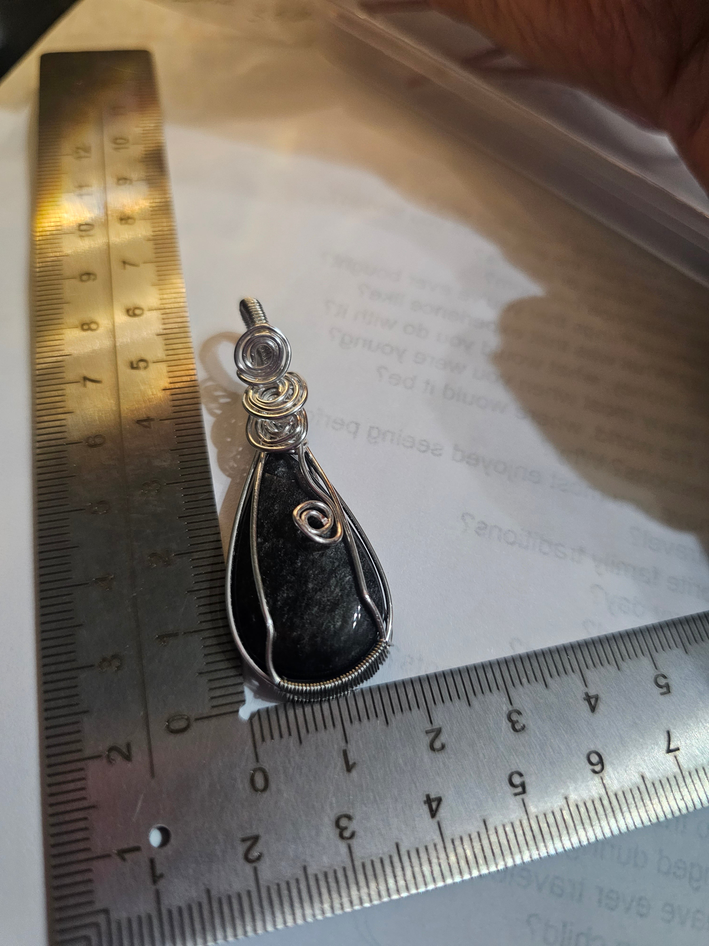 Silver Obsidian teardrop pendant