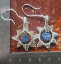 Blue Kyanite silver star earrings