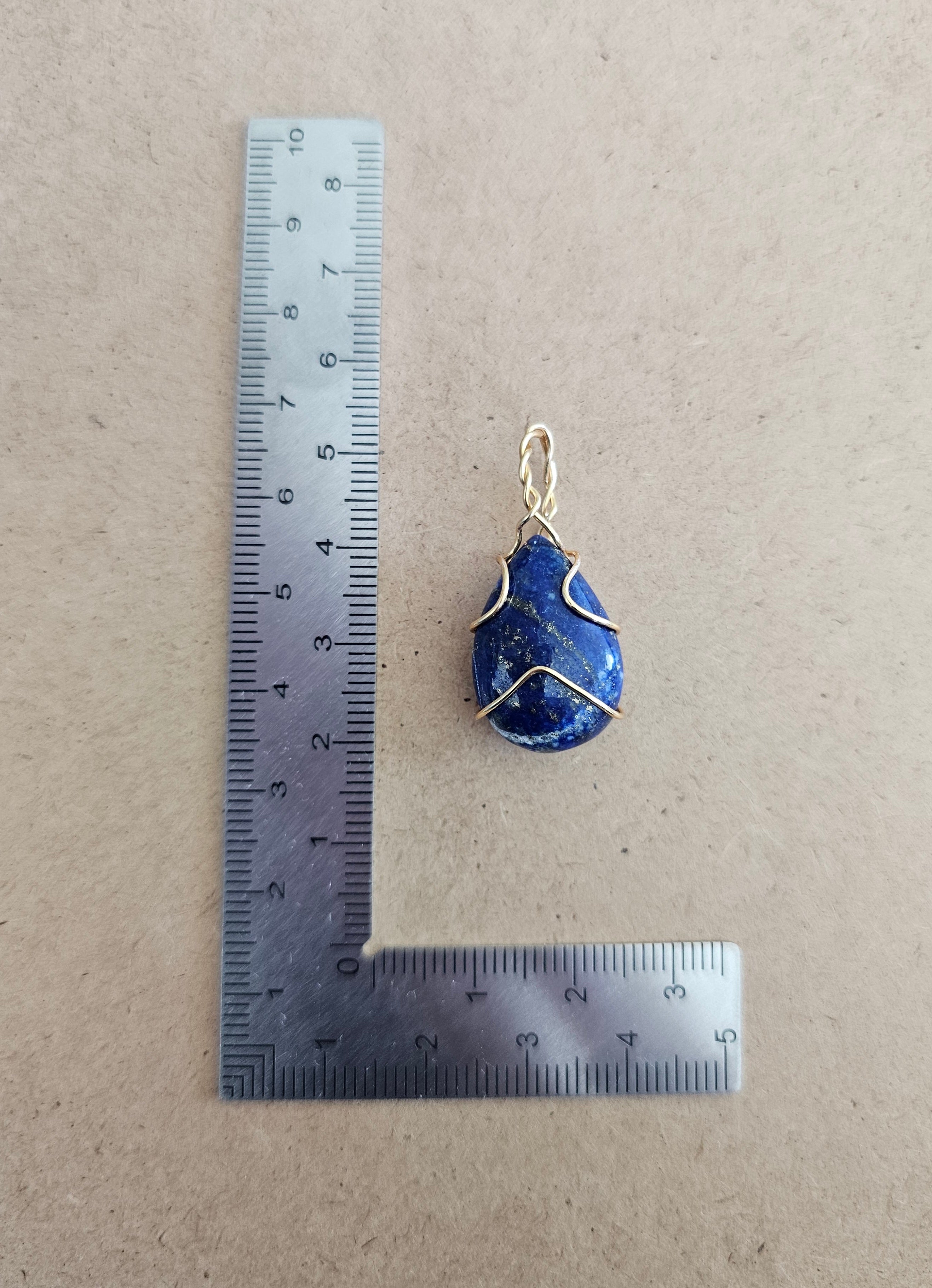 Simple lapis and gold pendant