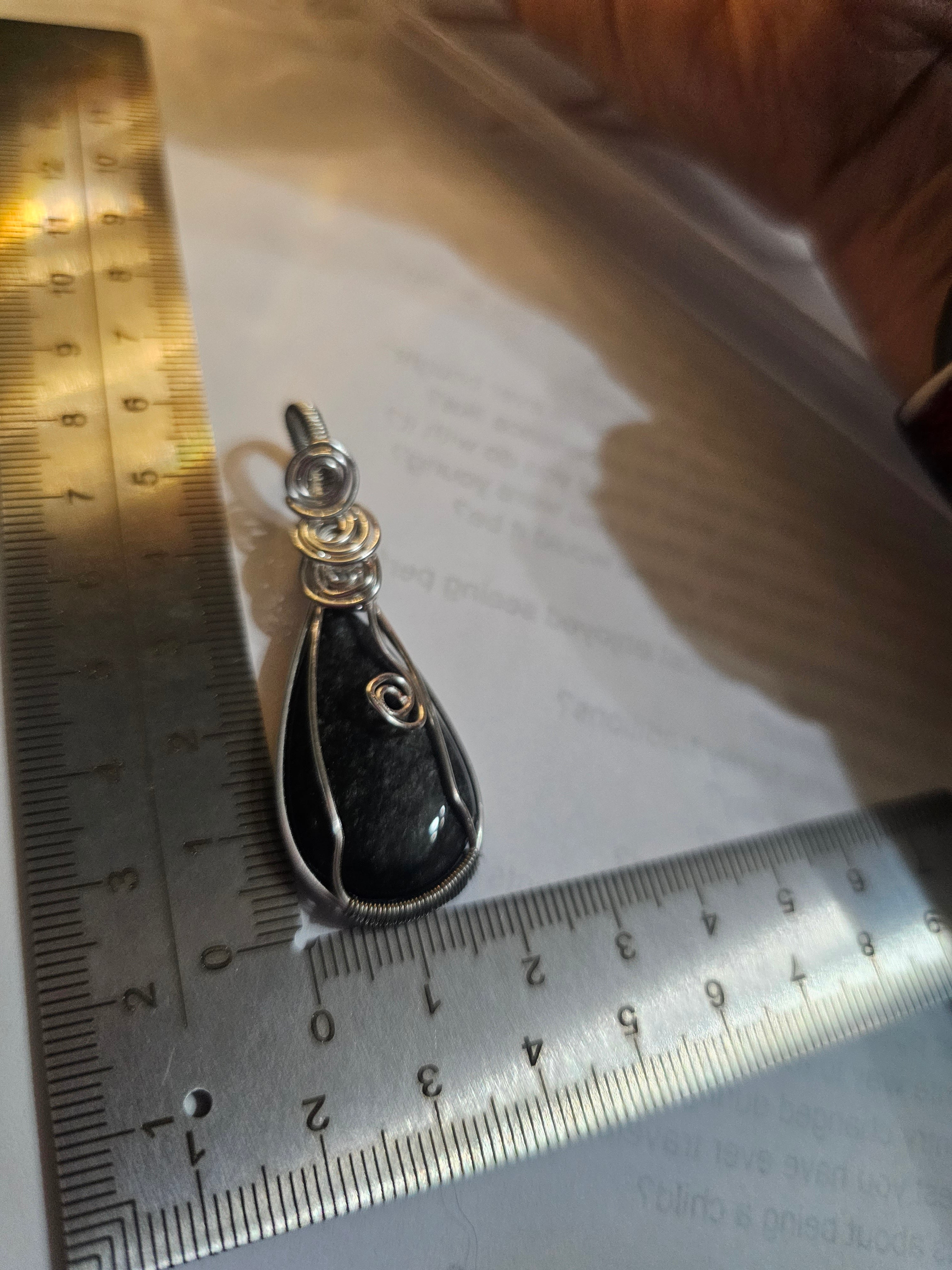 Silver Obsidian teardrop pendant