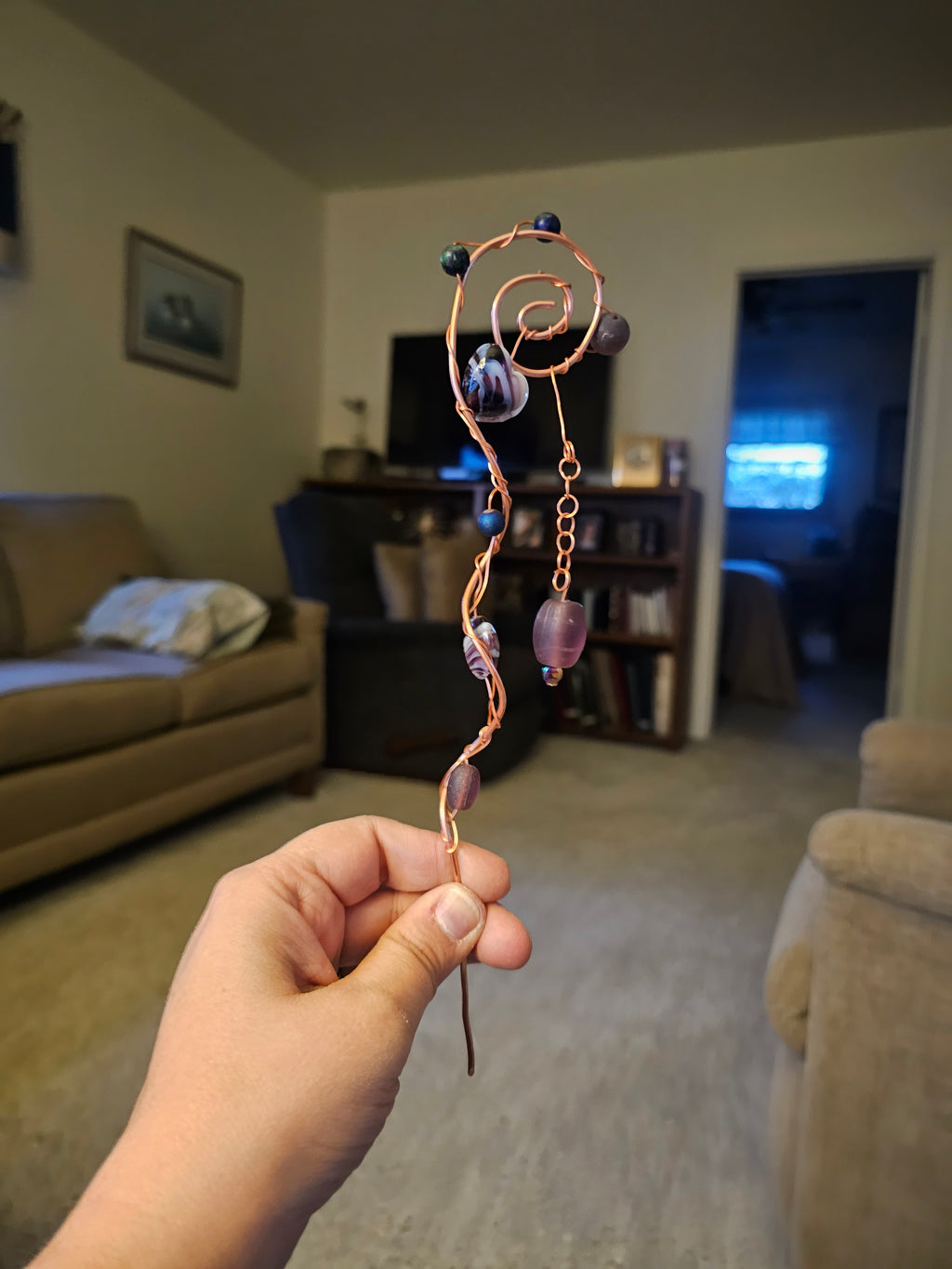 Copper and Glass plant stake