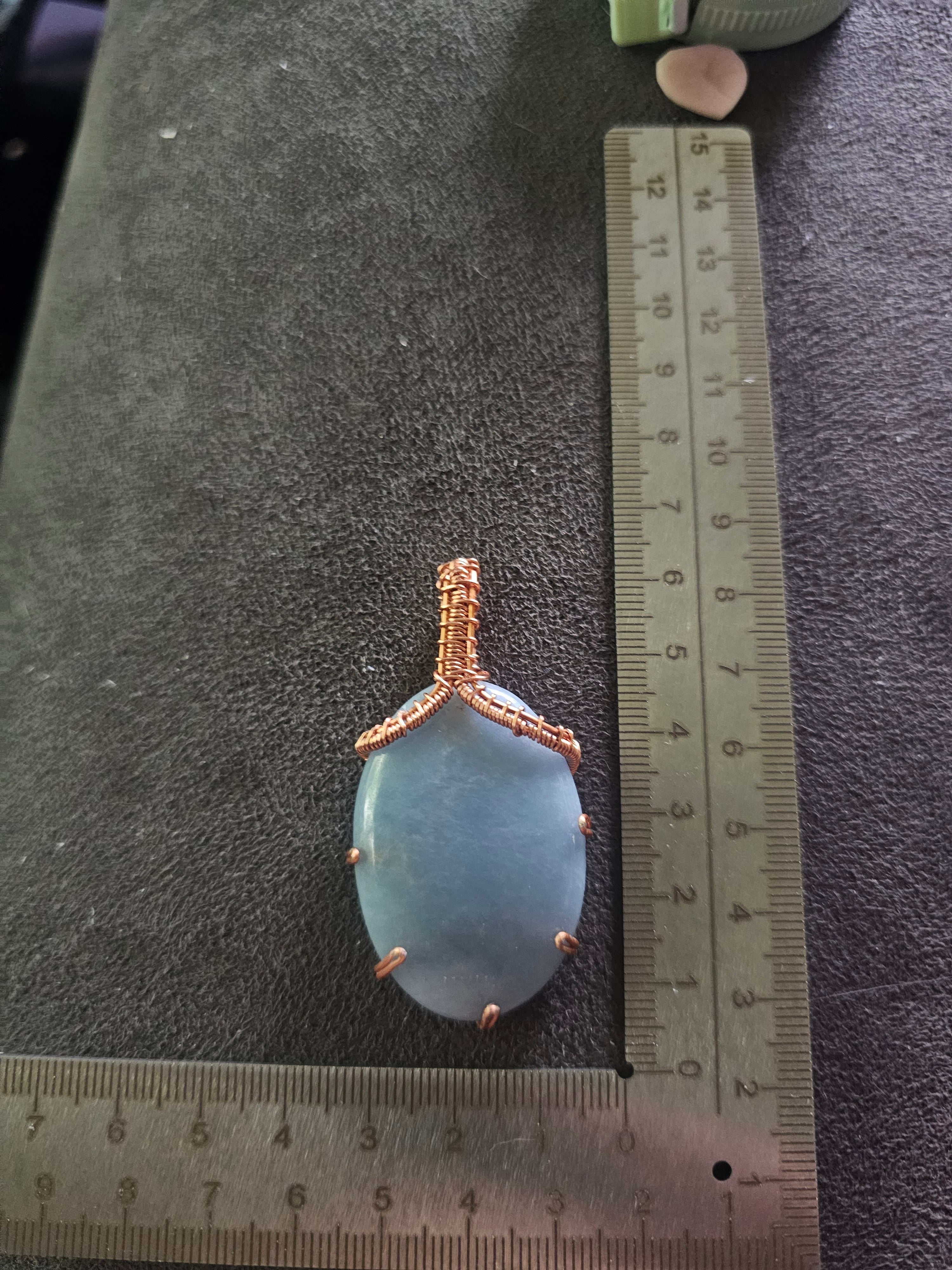 Angelite and copper pendant